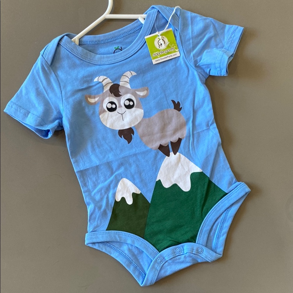 Blue Goat Print Kids One Piece